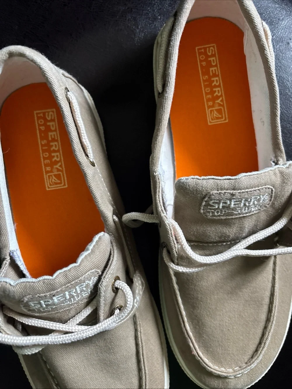 Sperry Men's Canvas Boat Shoes in Khaki